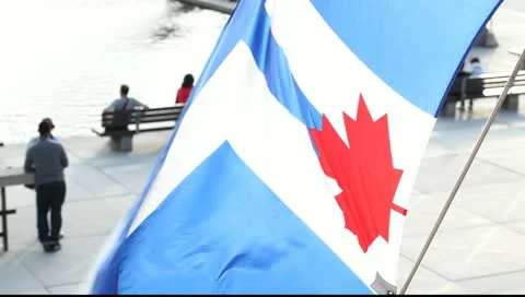 Flag of Toronto over Nathan Phillips Square Video stock 11187993