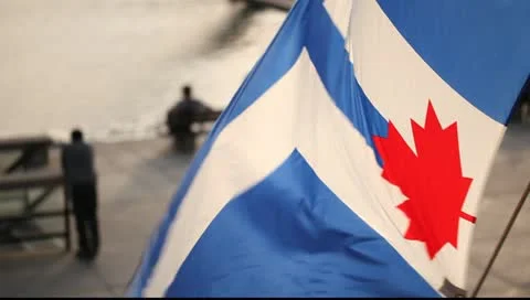 Flag of Toronto over Nathan Phillips Square Video stock 11187995