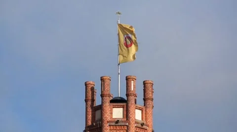 Flag on the tower, Kyritz, Germany Stock Footage 8831684