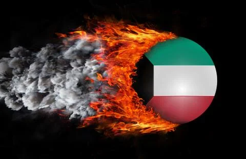 Flag with a trail of fire and smoke - Kuwait Stock Illustration
