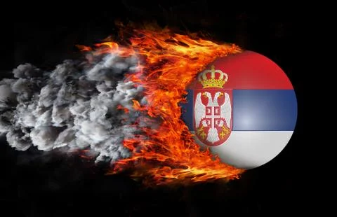 Flag with a trail of fire and smoke - Serbia Stock Illustration