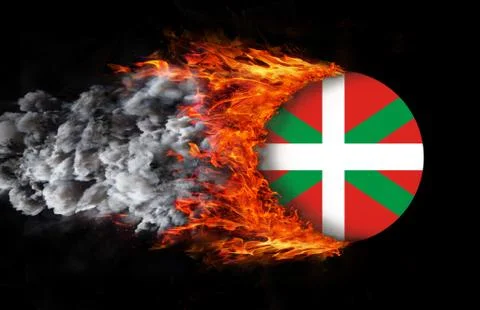 Flag with a trail of fire - Basque Country Stock Illustration