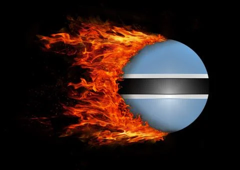Flag with a trail of fire - Botswana Stock Illustration