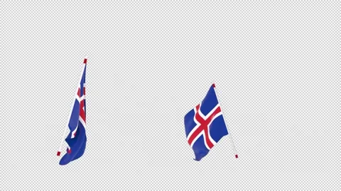 Flag Transition Iceland with transparent (alpha) background Stock Footage 252048330