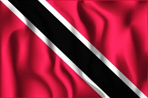 Flag of Trinidad and Tobago. Rectangular Shaped Icon with Wavy Effect. Aspe.. Illustrazione stock