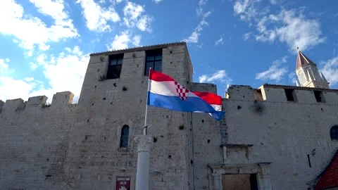 Flag in Trogir Croatia Video stock 155058276