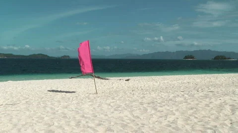 Flag on the tropical beach 스톡 동영상 618985