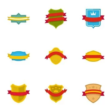 Flag of truce icons set, flat style Stock Illustration