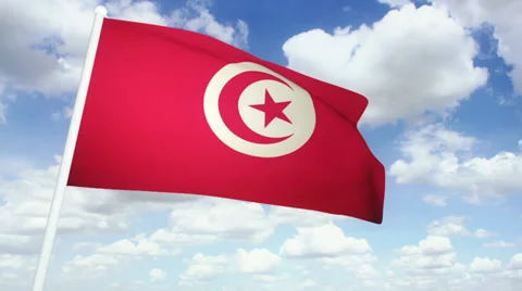 Flag Tunisia 02 Stock Footage 27414195