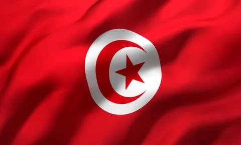Flag of Tunisia blowing in the wind Stock Illustration