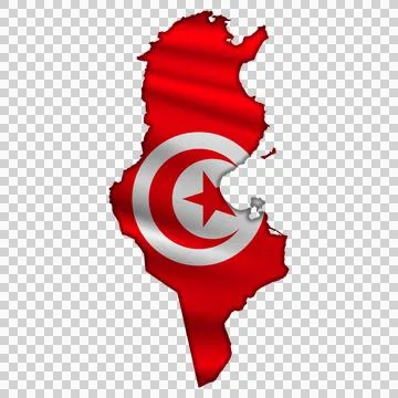 Flag Tunisia in the form of a map 库存插图