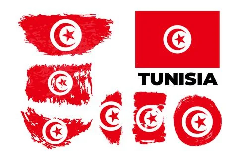 Flag of Tunisia on gray background. Vector illustration in trendy flat style. Stock Illustration