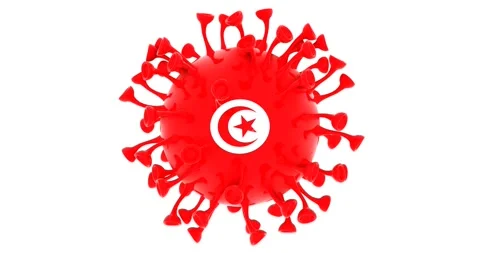Flag of Tunisia on Seamless looping 3D animation of the covid-19 Corona Virus Stock Footage 167739089