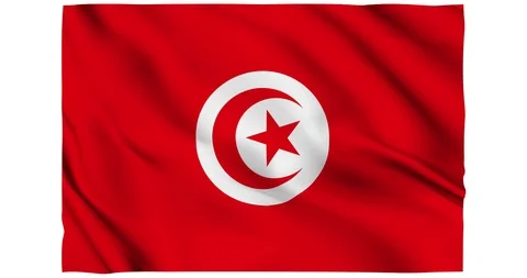 Flag of the Tunisia waving on a samless loop over an easily removable background 스톡 동영상 98373003