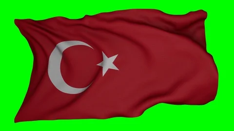 Flag of Turkey, 4K Seamless Looping Video Footage on Green Background Stock Footage 93688193