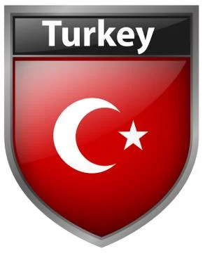 Flag on Turkey on badge design Stock Illustration