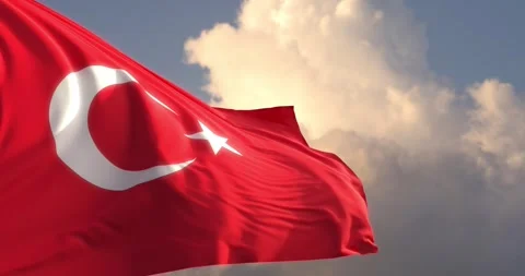 The flag of Turkey with a beautiful sky as the background Stock Footage 243952023