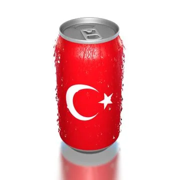 Flag of Turkey on beverage can with droplets Stock Illustration