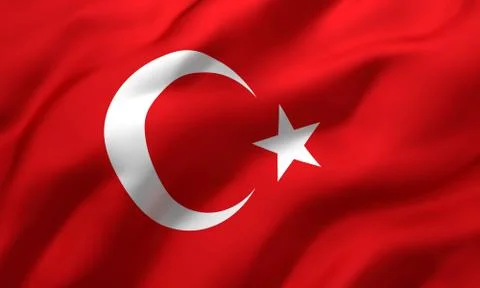Flag of Turkey blowing in the wind Stock Illustration