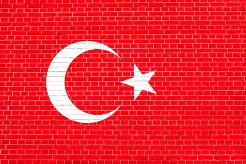 Flag of Turkey on brick wall texture background. Turkish national flag. Illustrazione stock