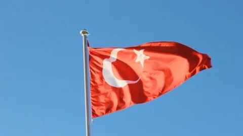 Flag of Turkey ,Europe,flag of the state,object,fabric hovering air Stock-Footage 108109598