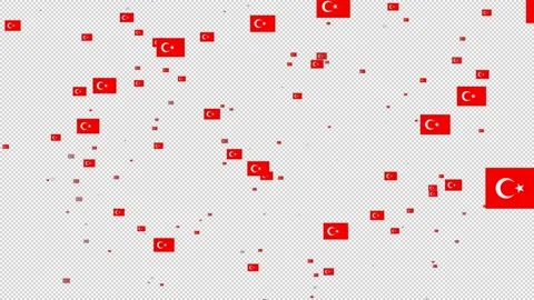 Flag Of Turkey Flying in Motion Graphic with alpha Channel Background Stock Footage 137370011