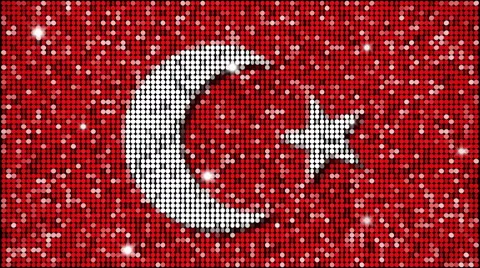 Flag of Turkey glitter background - looping with reflectors and sparkles Stock Footage 54601076