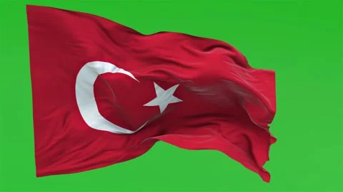 Flag of Turkey on Green Screen 4K Video Footage Stock Footage 305381490