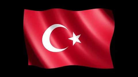Flag of Turkey isolated on alpha channel, seamless looping Stock Footage 73405568