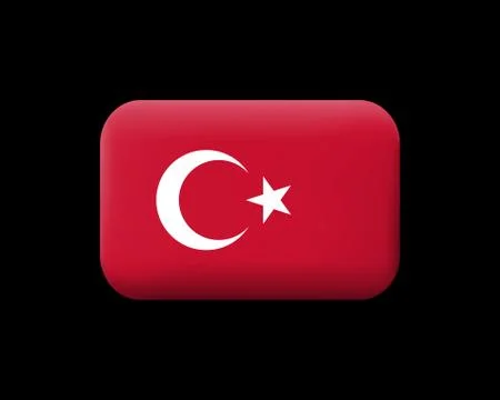Flag of Turkey. Matted Vector Icon and Button. Rectangular Shape Illustrazione stock