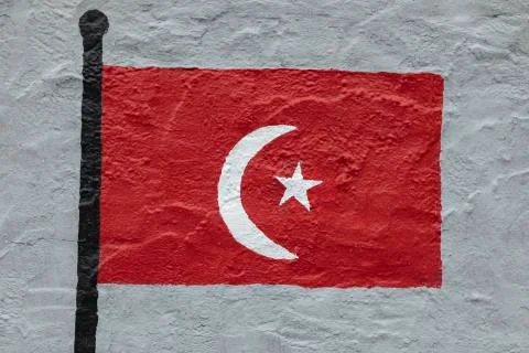 Flag of Turkey, painted on a wall Stock Photos