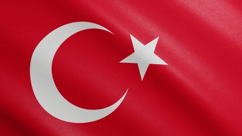 Flag of Turkey with Realistic Fabric Texture Waving in the Wind. Video stock 128594210