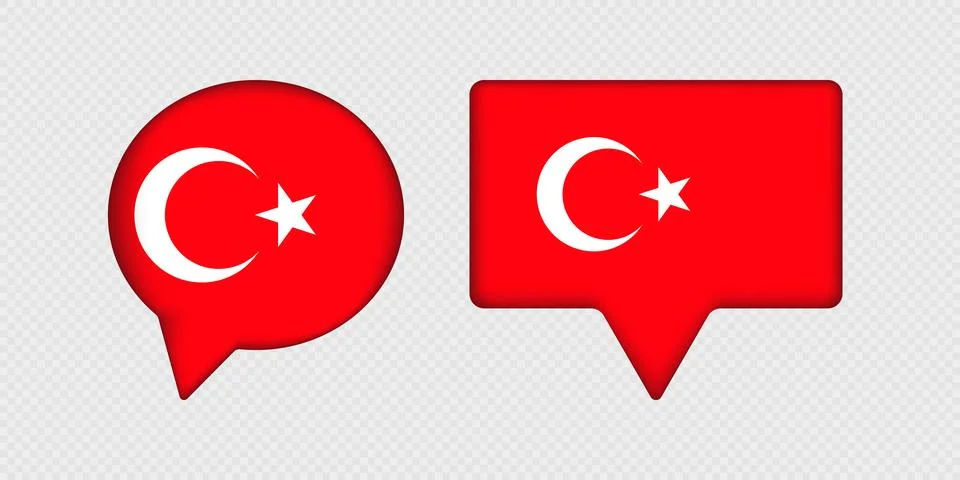 Flag of Turkey in speech bubble. Stock Illustration