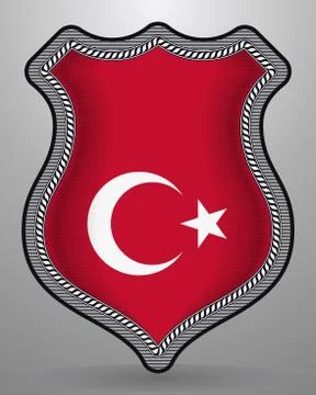 Flag of Turkey. Vector Badge and Icon Stock Illustration