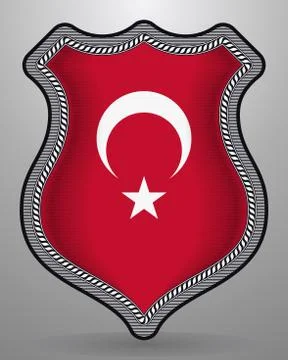 Flag of Turkey. Vector Badge and Icon Stock Illustration