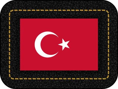 Flag of Turkey. Vector Icon on Black Leather Backdrop Stock Illustration