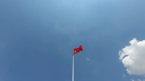 Flag of Turkey waving, attached to a flagpole 動画素材 116809171