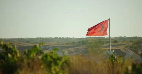 Flag of Turkey waving in Cappadocia Stock Footage 252003086