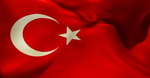 Flag of Turkey waving high resolution 10K+ size Stock Illustration