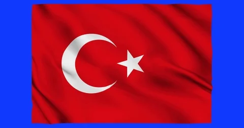 Flag of Turkey waving on a samless loop over an easily removable background 스톡 동영상 98373008