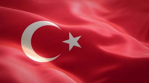 Flag of Turkey waving in the wind. 3D Waving flag design. Stock Illustration