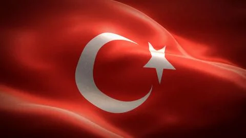 Flag of Turkey waving in the wind. 3D Waving flag design. Stock Illustration