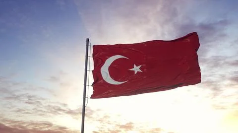 Flag of Turkey waving in the wind. 3d illustration Stock Illustration