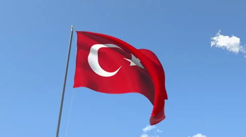 The flag of Turkey Waving on the Wind. Stock-Footage 50556409