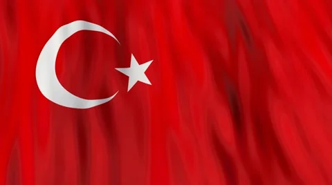 Flag of Turkey waving in the wind. Seamless looping. 3d generated. Vídeo Stock 49090149