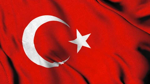 Flag of Turkey with white crescent and star Stock Footage 314678025