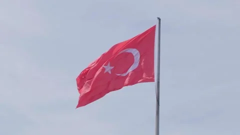 Flag of Turkey in the wind Stock Footage 194919902