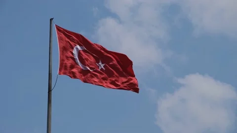 Flag of Turkey in the wind Vídeos de archivo 195191750