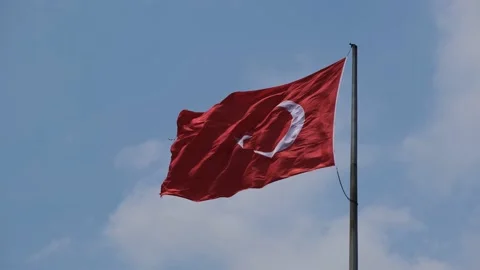 Flag of Turkey in the wind Stock Footage 195191799