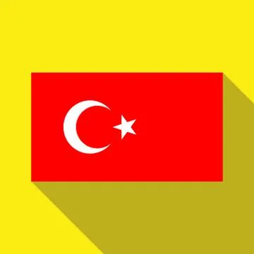 The flag of Turkey on a yellow background with long shadow Stock Illustration